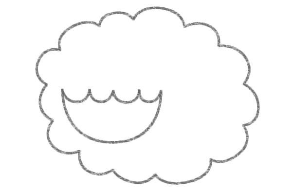【STEP2】半円を組み合わせて羊の顔の輪郭を描く