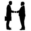 握手をする男性ビジネスマンのシルエットイラスト
