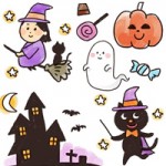 [かぼちゃ/魔女/黒猫/お化け屋敷]ハロウィン手書き(手描き)イラスト無料素材