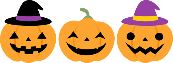 ハロウィン(かぼちゃ/魔女/お化け/コウモリ)の無料イラストフリー素材