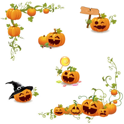 かぼちゃランタンのコーナーフレーム飾り枠イラスト
