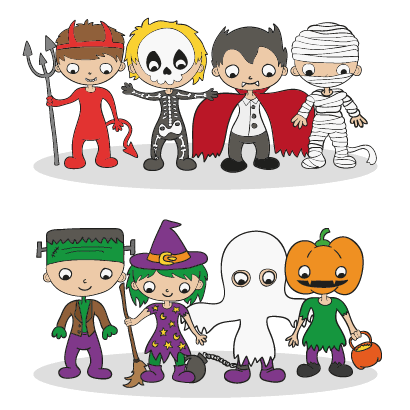 ハロウィンの仮装をした子供のキャラクターイラスト