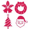 クリスマスのシルエットアイコン無料イラスト素材(サンタクロース/トナカイ/ツリー/ベル/雪の結晶)