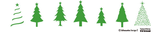 クリスマスツリーのシルエットイラスト素材