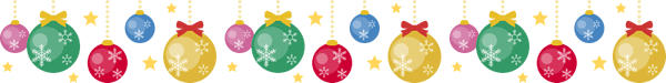 カラフルなボール型のクリスマスオーナメントのライン飾り罫線イラスト