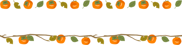 柿（カキ）のライン飾り罫線イラスト