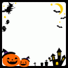 [かぼちゃ/魔女/コウモリ/おばけ]ハロウィンの無料イラストフレーム飾り枠・ライン飾り罫線・背景パターン