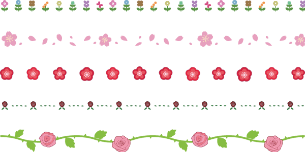 花のライン飾り罫線イラスト素材