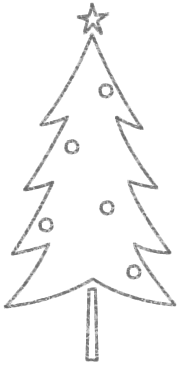 オーナメント(飾り)を描いたクリスマスツリーのイラスト