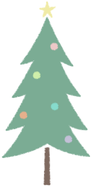 淡いトーンの色を使って描いたクリスマスツリーのイラスト