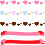 [バレンタイン/無料イラスト]ハートのライン罫線・リボン背景・フレーム飾り枠