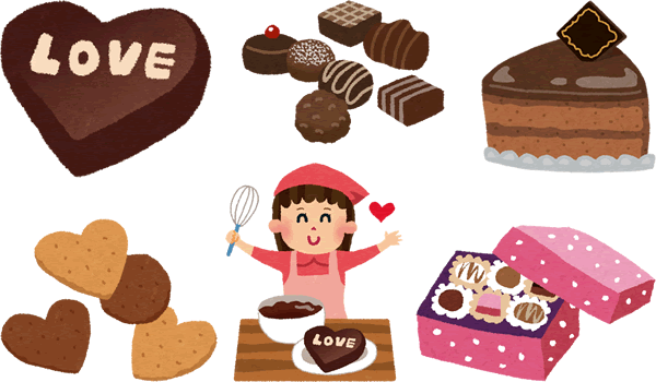 チョコレート・クッキー・ケーキ・お菓子作りなど可愛いバレンタインイラスト