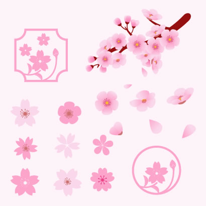 可愛い桜の花びらの無料ベクターイラスト