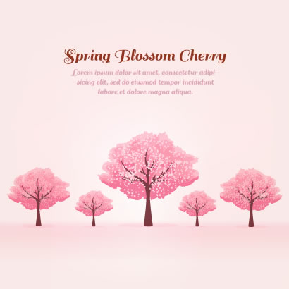満開に咲いたかわいい桜の木の無料ベクターイラスト