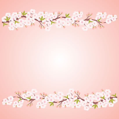 桜の枝の背景フレーム飾り枠無料ベクターイラスト
