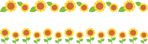 向日葵（ひまわり）のライン飾り罫線イラスト無料素材