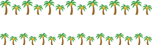椰子の木（ヤシの木）のライン飾り罫線イラスト無料素材