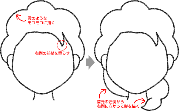 エルサの髪の毛を描く