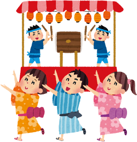 盆踊りと太鼓のイラスト（お祭り）