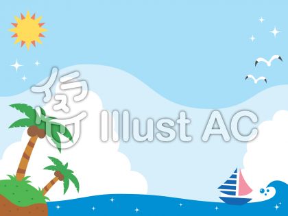 夏の空と海のフレーム枠 背景イラスト無料ベクター素材 Ai Eps