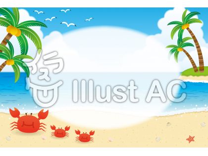 夏の空と海のフレーム枠 背景イラスト無料ベクター素材 Ai Eps