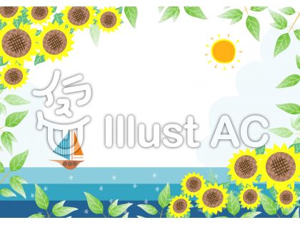 夏の空と海のフレーム枠 背景イラスト無料ベクター素材 Ai Eps