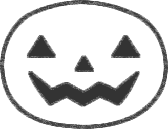 ハロウィンかぼちゃの目・鼻・口を描く