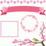 桜のイラストフレーム飾り枠・罫線・背景の無料素材