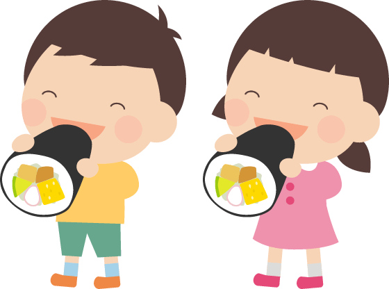 恵方巻き食べる子供のイラスト
